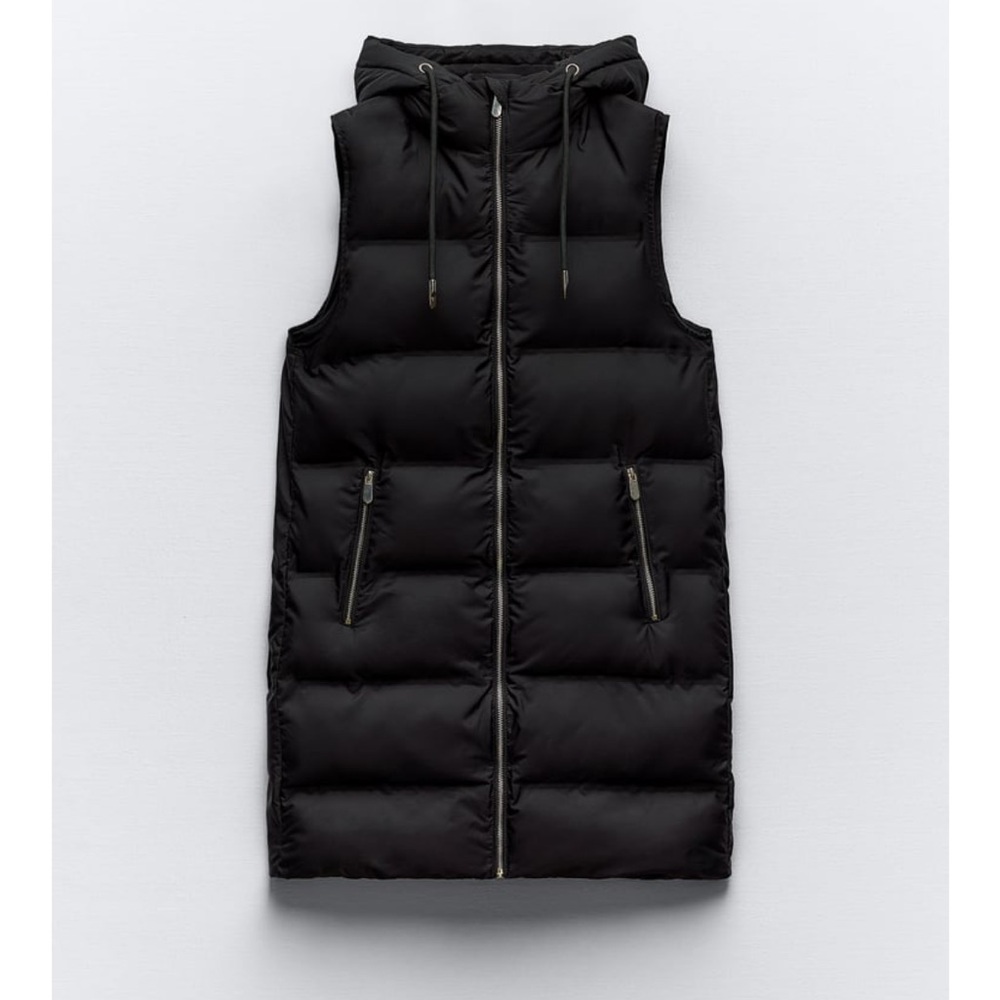 Zara Long Puffer Vest Large